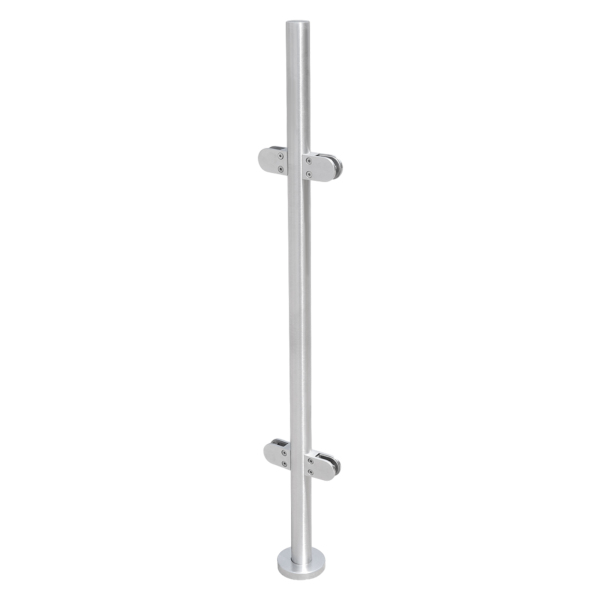 Barandilla de acero inoxidable, 110 cm, soporte de pasamanos para montaje en mejillas, sujeción de cristal, redonda, 63 x 45 mm