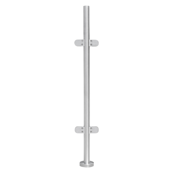 Barandilla de acero inoxidable, 110 cm, soporte de pasamanos para montaje en mejillas, sujeción de cristal, redonda, 63 x 45 mm