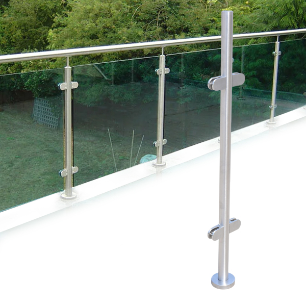 Barandilla de acero inoxidable para balcón barandilla de escaleras postes columnas de vallas 110 cm (columna esquinera)