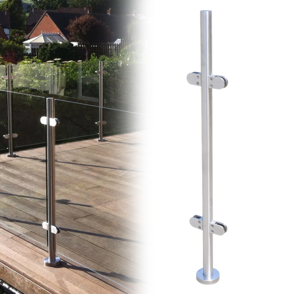 Barandilla de acero inoxidable para balcón barandilla de escaleras postes columnas de vallas 110 cm (columna esquinera)