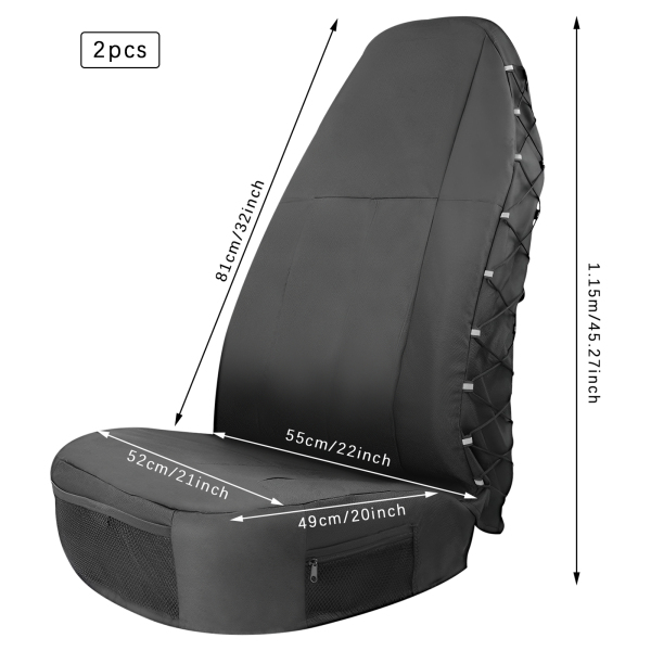 Fundas para asientos delanteros de coche de 52 x 49 x 81 cm, 2 unidades, para la mayoría de los asientos de coche del mercado, como coches y todoterrenos Fundas para asientos delanteros de coche de 52 x 49 x 81 cm, 2 unidades, para la mayoría de los asientos de coche del mercado, como coches y todoterrenos