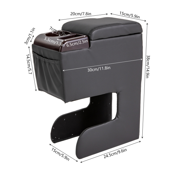 Caja de almacenamiento para reposabrazos de coche, universal, con portavasos y bolsa de almacenamiento