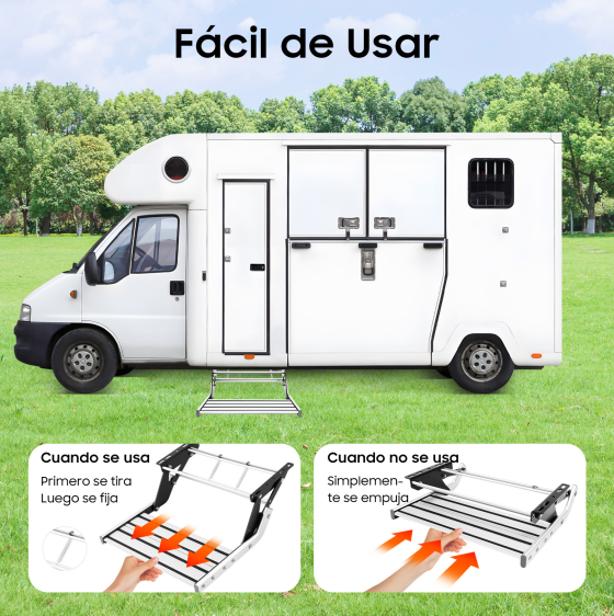 Escalón de entrada manual de aleación de aluminio para autocaravanas y caravanas.