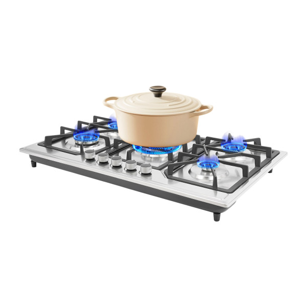 Estufa de gas de 5 quemadores, ideal para apartamentos e interiores, ideal para cocinar en cualquier momento.