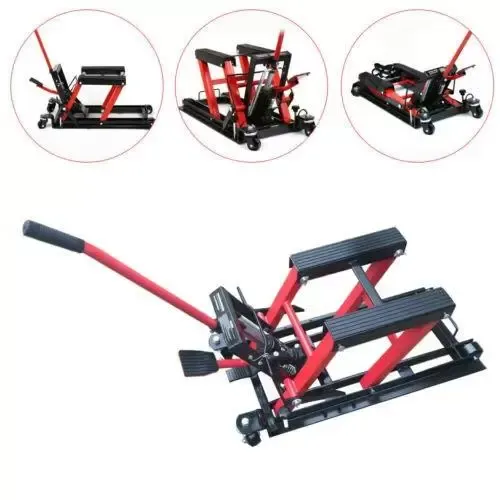Gato de motocicleta, Plataforma elevadora hidráulica para motocicleta ATV，hasta 680 kg, almohadilla de goma gruesa, el ayudante ideal para el taller