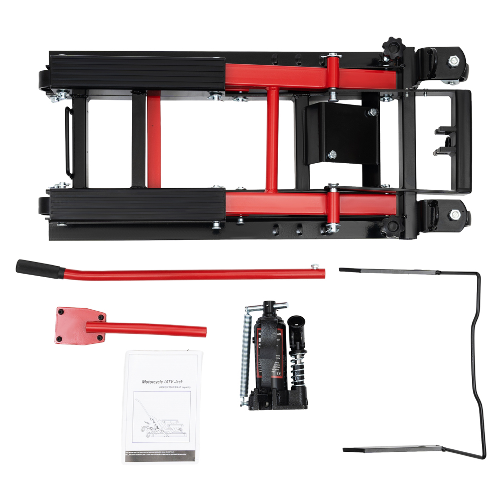 Gato de motocicleta, Plataforma elevadora hidráulica para motocicleta ATV，hasta 680 kg, almohadilla de goma gruesa, el ayudante ideal para el taller