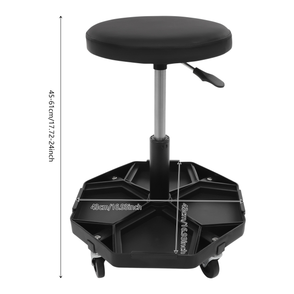 Asiento de taller redondo con ruedas, asiento neumático de garaje, asiento neumático de taller con ruedas - Negro Asiento de taller redondo con ruedas, asiento neumático de garaje, asiento neumático de taller con ruedas - Negro