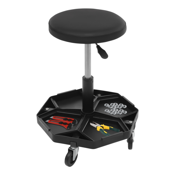 Asiento de taller redondo con ruedas, asiento neumático de garaje, asiento neumático de taller con ruedas - Negro Asiento de taller redondo con ruedas, asiento neumático de garaje, asiento neumático de taller con ruedas - Negro