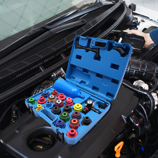 Juego de rellenado de aceite de motor, juego de cambio de aceite de motor 24PCS, Capacidad del embudo: 2L/0.53gal, Azul Juego de rellenado de aceite de motor, juego de cambio de aceite de motor 24PCS, Capacidad del embudo: 2L/0.53gal, Azul