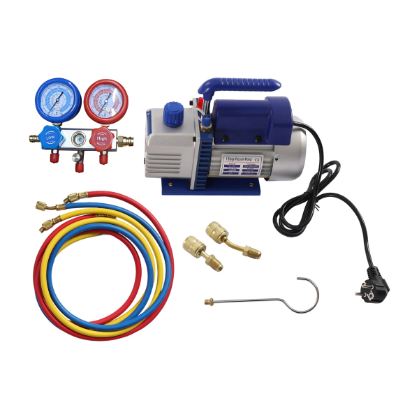 Juego de manómetro y bomba de vacío - Kit de refrigeración de A/C Conjunto de aire acondicionado con manómetro de distribuidor de bomba de vacío