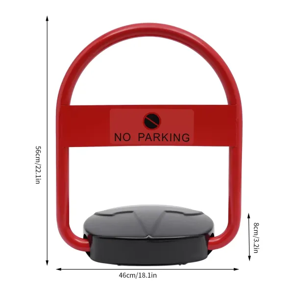 Cerradura de espacio de estacionamiento 46*56 cm, con control remoto, Capacidad de carga 8T, Cerradura de estacionamiento electrónica, rojo