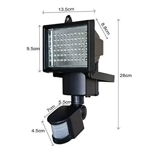 Lámpara solar de pared (60 ledes, para jardín, patio, pasillo, porche