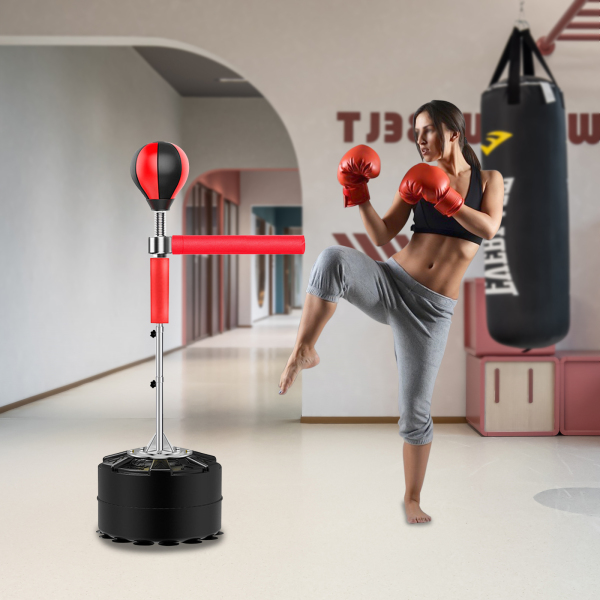 CNCEST Saco de boxeo de pie, varilla de reacción giratoria de 360°, altura ajustable, con bomba de bola, 1,9 m