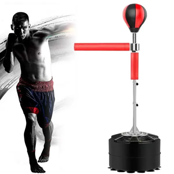 CNCEST Saco de boxeo de pie, varilla de reacción giratoria de 360°, altura ajustable, con bomba de bola, 1,9 m