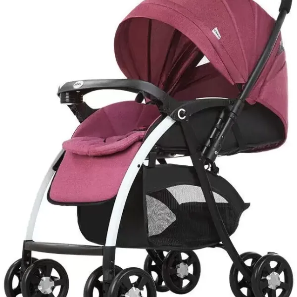 Cochecito plegable de 25 kg para bebés de 0 a 3 años, cómodo y ligero, ajustable, color vino tinto