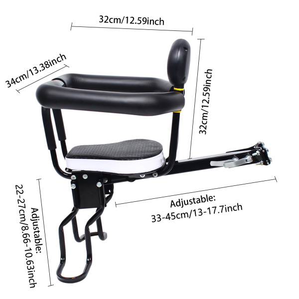 Asiento infantil para bicicleta de seguridad para niños hasta 40 kg, con pedal ajustable Asiento infantil para bicicleta de seguridad para niños hasta 40 kg, con pedal ajustable