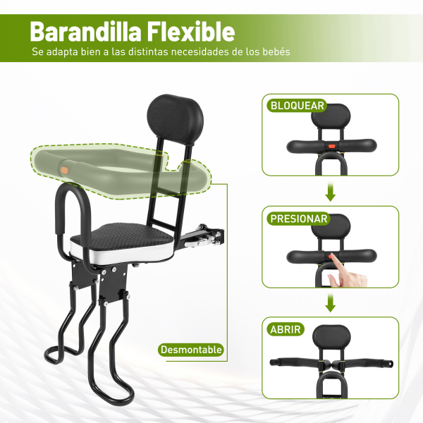 Asiento infantil para bicicleta de seguridad para niños hasta 40 kg, con pedal ajustable Asiento infantil para bicicleta de seguridad para niños hasta 40 kg, con pedal ajustable