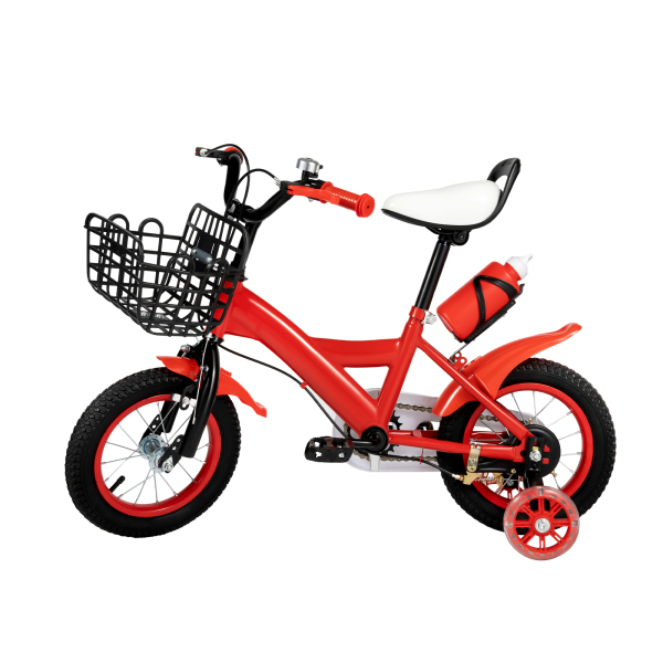 Bicicleta infantil de 12 pulgadas con ruedas adicionales, para principiantes con freno delantero y trasero, para niños de 2 a 5 años, altura 75–110 cm