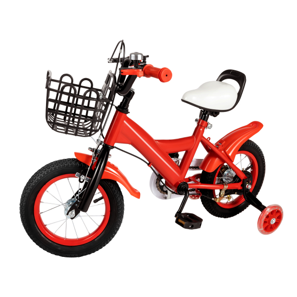 Bicicleta infantil de 12 pulgadas con ruedas adicionales, para principiantes con freno delantero y trasero, para niños de 2 a 5 años, altura 75–110 cm Bicicleta infantil de 12 pulgadas con ruedas adicionales, para principiantes con freno delantero y trasero, para niños de 2 a 5 años, altura 75–110 cm