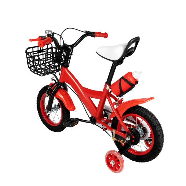 Bicicleta infantil de 12 pulgadas con ruedas adicionales, para principiantes con freno delantero y trasero, para niños de 2 a 5 años, altura 75–110 cm