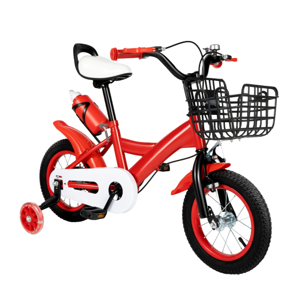 Bicicleta infantil de 12 pulgadas con ruedas adicionales, para principiantes con freno delantero y trasero, para niños de 2 a 5 años, altura 75–110 cm