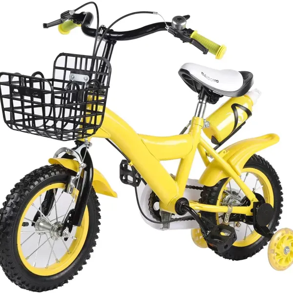 Bicicleta infantil de 12 pulgadas, para niños y niñas, con ruedas de apoyo y cesta, bicicleta infantil