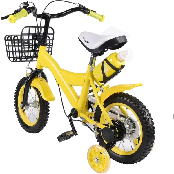 Bicicleta infantil de 12 pulgadas, para niños y niñas, con ruedas de apoyo y cesta, bicicleta infantil Bicicleta infantil de 12 pulgadas, para niños y niñas, con ruedas de apoyo y cesta, bicicleta infantil