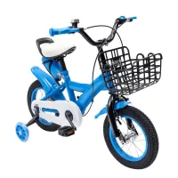 Bicicleta infantil de 12 pulgadas para niños con ruedas de apoyo, bicicleta educativa para 3 años con timbre y ruedas de doble freno (azul)