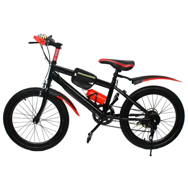 CNCEST Bicicleta de montaña de 20 pulgadas con velocidad variable, de acero al carbono, doble freno de disco, 7 velocidades, para niños, color rojo