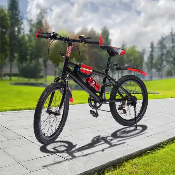 CNCEST Bicicleta de montaña de 20 pulgadas con velocidad variable, de acero al carbono, doble freno de disco, 7 velocidades, para niños, color rojo CNCEST Bicicleta de montaña de 20 pulgadas con velocidad variable, de acero al carbono, doble freno de disco, 7 velocidades, para niños, color rojo