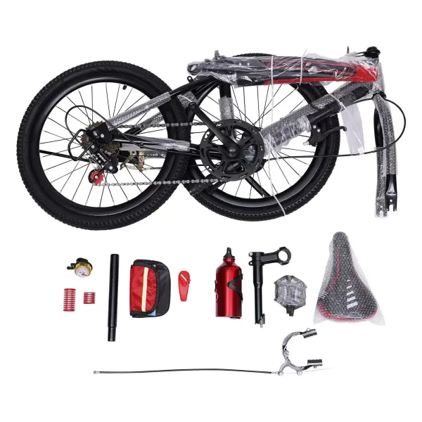 CNCEST Bicicleta de montaña de 20 pulgadas con velocidad variable, de acero al carbono, doble freno de disco, 7 velocidades, para niños, color rojo CNCEST Bicicleta de montaña de 20 pulgadas con velocidad variable, de acero al carbono, doble freno de disco, 7 velocidades, para niños, color rojo