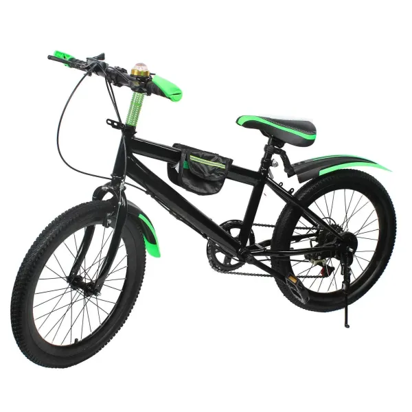 Bicicleta de montaña de 20 pulgadas, para niños y niñas con freno de doble disco, de acero al carbono de 7 velocidades, máx. 85 kg, color verde Bicicleta de montaña de 20 pulgadas, para niños y niñas con freno de doble disco, de acero al carbono de 7 velocidades, máx. 85 kg, color verde