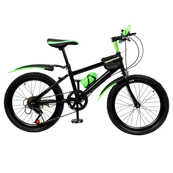 Bicicleta de montaña de 20 pulgadas, para niños y niñas con freno de doble disco, de acero al carbono de 7 velocidades, máx. 85 kg, color verde Bicicleta de montaña de 20 pulgadas, para niños y niñas con freno de doble disco, de acero al carbono de 7 velocidades, máx. 85 kg, color verde