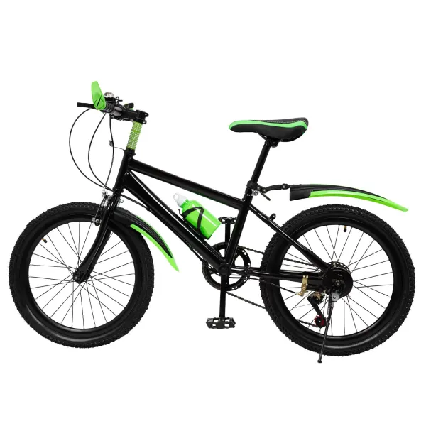 Bicicleta de montaña de 20 pulgadas, para niños y niñas con freno de doble disco, de acero al carbono de 7 velocidades, máx. 85 kg, color verde