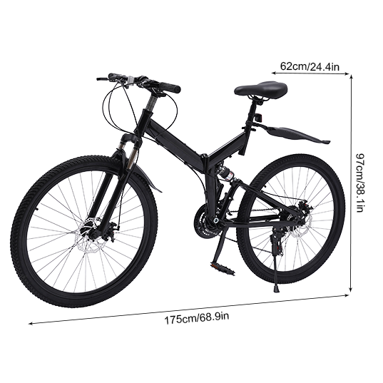 CNCEST Bicicleta plegable de montaña, 26 pulgadas, plegable, 21 velocidades, para mujer, niño, peso de carga, 150 kg, altura ajustable