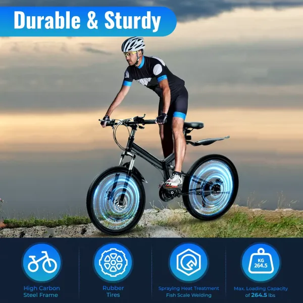 CNCEST Bicicleta plegable de montaña, 26 pulgadas, plegable, 21 velocidades, para mujer, niño, peso de carga, 150 kg, altura ajustable