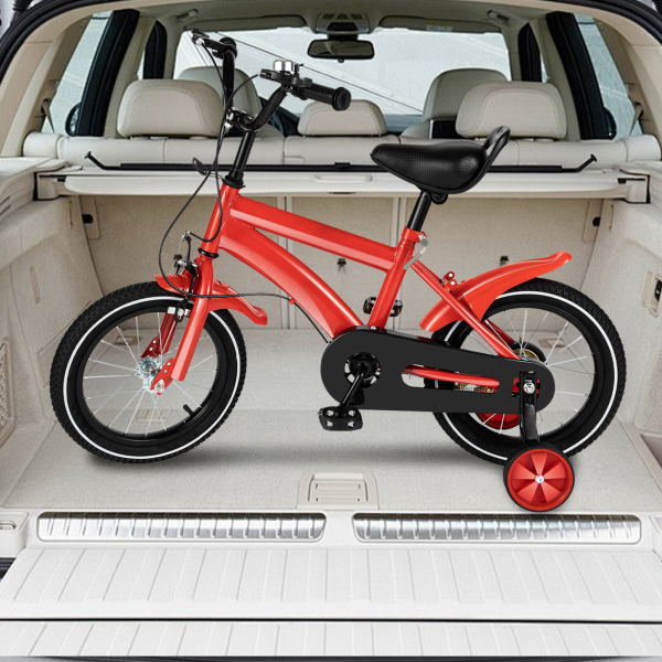 Bicicleta infantil de 14 pulgadas, para niños y niñas, altura del asiento ajustable con ruedas de apoyo desmontables, antideslizante (rojo) Bicicleta infantil de 14 pulgadas, para niños y niñas, altura del asiento ajustable con ruedas de apoyo desmontables, antideslizante (rojo)
