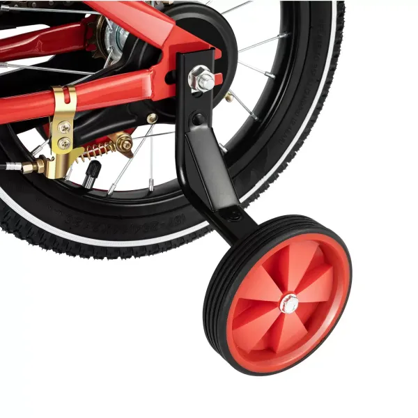 Bicicleta infantil de 14 pulgadas, para niños y niñas, altura del asiento ajustable con ruedas de apoyo desmontables, antideslizante (rojo)