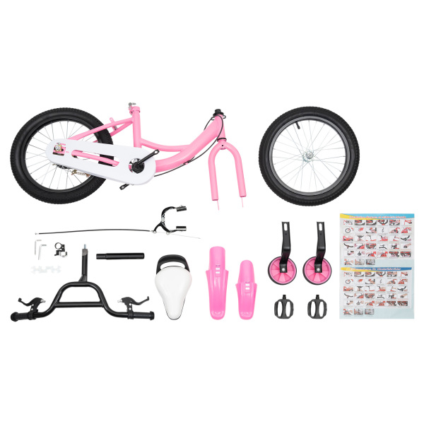 Bicicleta infantil unisex de 16 pulgadas, estabilizadores de equilibrio de acero, antideslizante, con ruedas de apoyo extraíbles, para 4 - 8 años