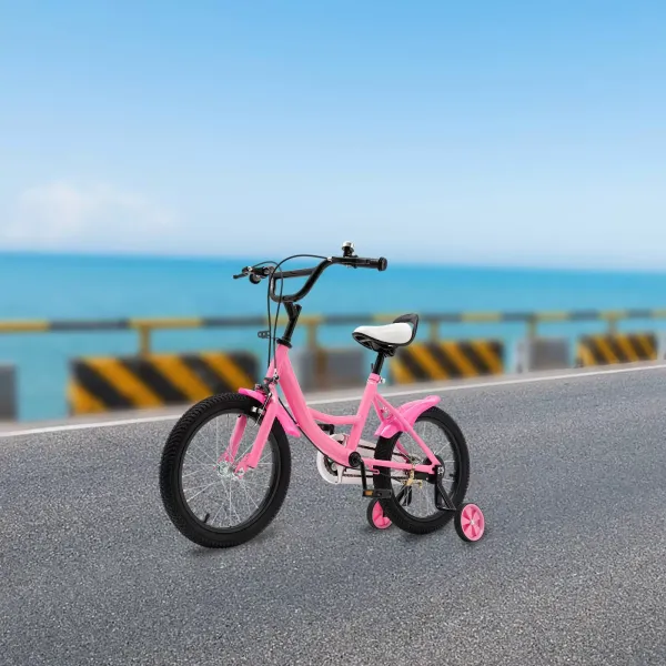 Bicicleta infantil unisex de 16 pulgadas, estabilizadores de equilibrio de acero, antideslizante, con ruedas de apoyo extraíbles, para 4 - 8 años