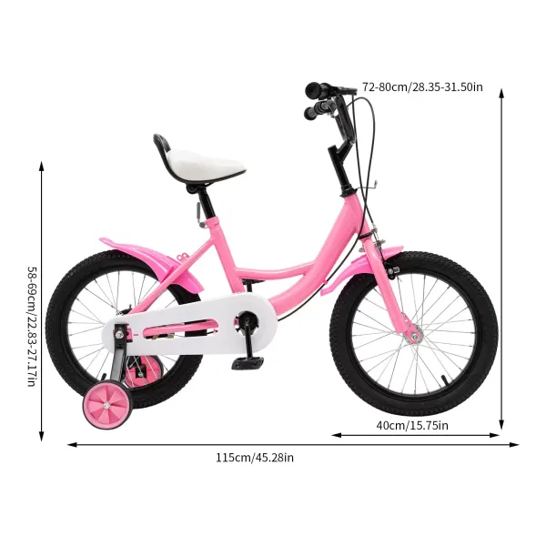 Bicicleta infantil unisex de 16 pulgadas, estabilizadores de equilibrio de acero, antideslizante, con ruedas de apoyo extraíbles, para 4 - 8 años Bicicleta infantil unisex de 16 pulgadas, estabilizadores de equilibrio de acero, antideslizante, con ruedas de apoyo extraíbles, para 4 - 8 años