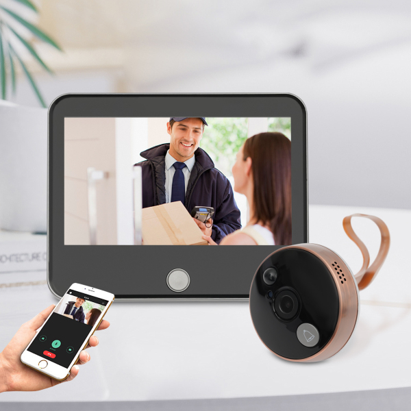 Timbre de puerta con cámara de 140 ° de gran ángulo, de 1,3 megapíxeles, con batería de 4000 mAh y sensor PIR Timbre de puerta con cámara de 140 ° de gran ángulo, de 1,3 megapíxeles, con batería de 4000 mAh y sensor PIR