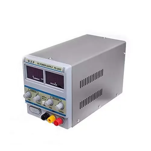 Fuente de alimentación de laboratorio, 0-30 V, 0-5 A, transformador CC regulable, con pantalla LED doble, protección contra sobrecarga y cortocircuito