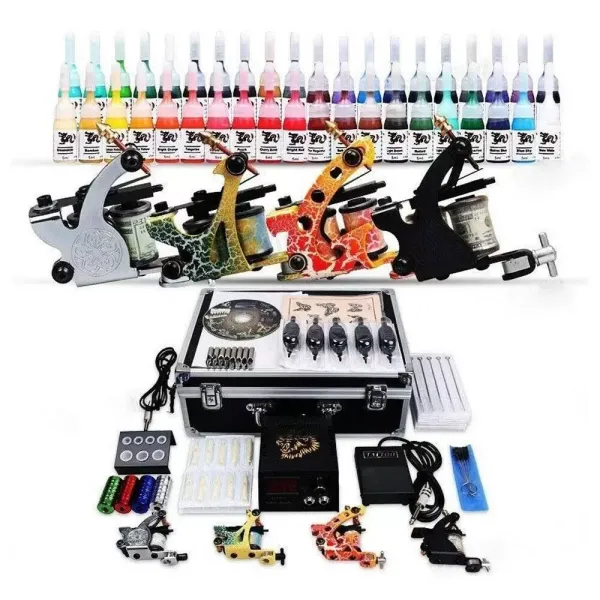 Kit completo de tatuaje con cartucho, máquina de tatuaje rotativa