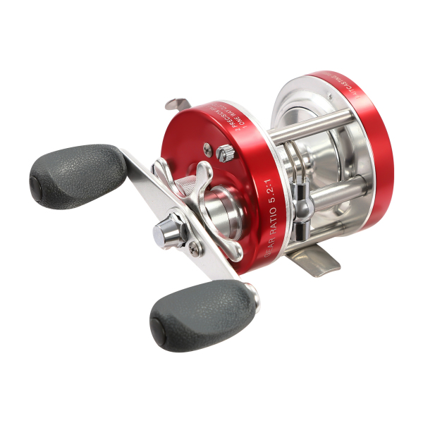 Carrete Redondo Baitcasting, Carrete Convencional para Siluro, Carrete Pesca Baitcasting, Mano derecha, #40, Rojo