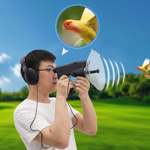 Dispositivo de escucha con micrófono para la observación de aves, Distancia de grabación: 100m, Sensibilidad: -68 ~ -50dB
