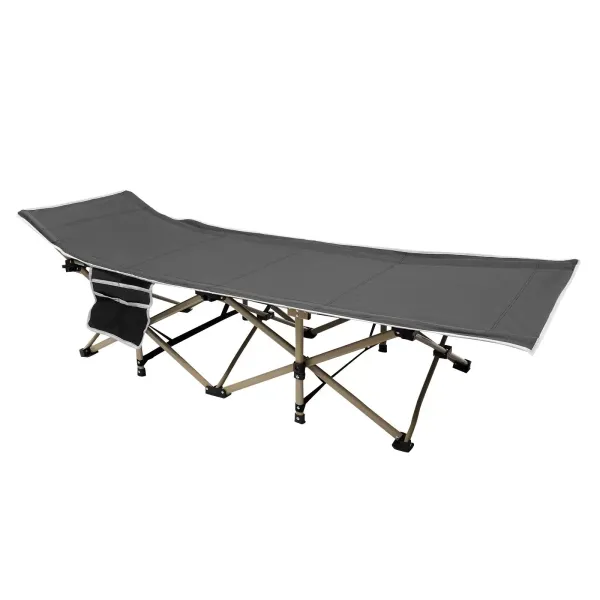 Cama plegable de 190 x 71 cm, para adultos, plegable, ligera, con bolsa de transporte y bolsillo lateral para camping y caza, hasta 280 kg, color gris
