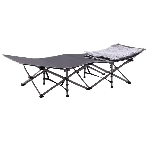 Cama de campo plegable para camping con colchón, soporta 200 kg, cama de invitados para viajes, interior, playa, jardín, 190 x 71 x 35 cm (gris)