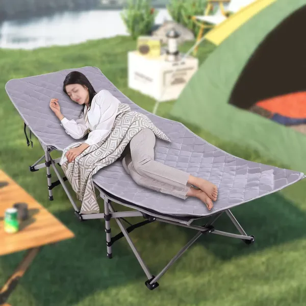 Cama de campo plegable para camping con colchón, soporta 200 kg, cama de invitados para viajes, interior, playa, jardín, 190 x 71 x 35 cm (gris)