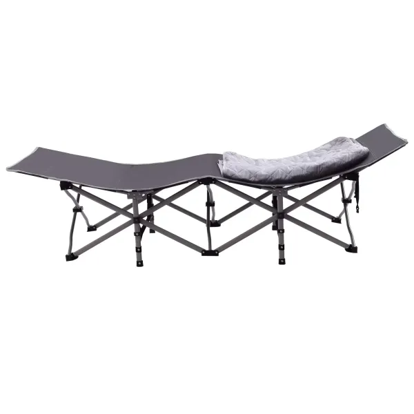 Cama de campo plegable para camping con colchón, soporta 200 kg, cama de invitados para viajes, interior, playa, jardín, 190 x 71 x 35 cm (gris)